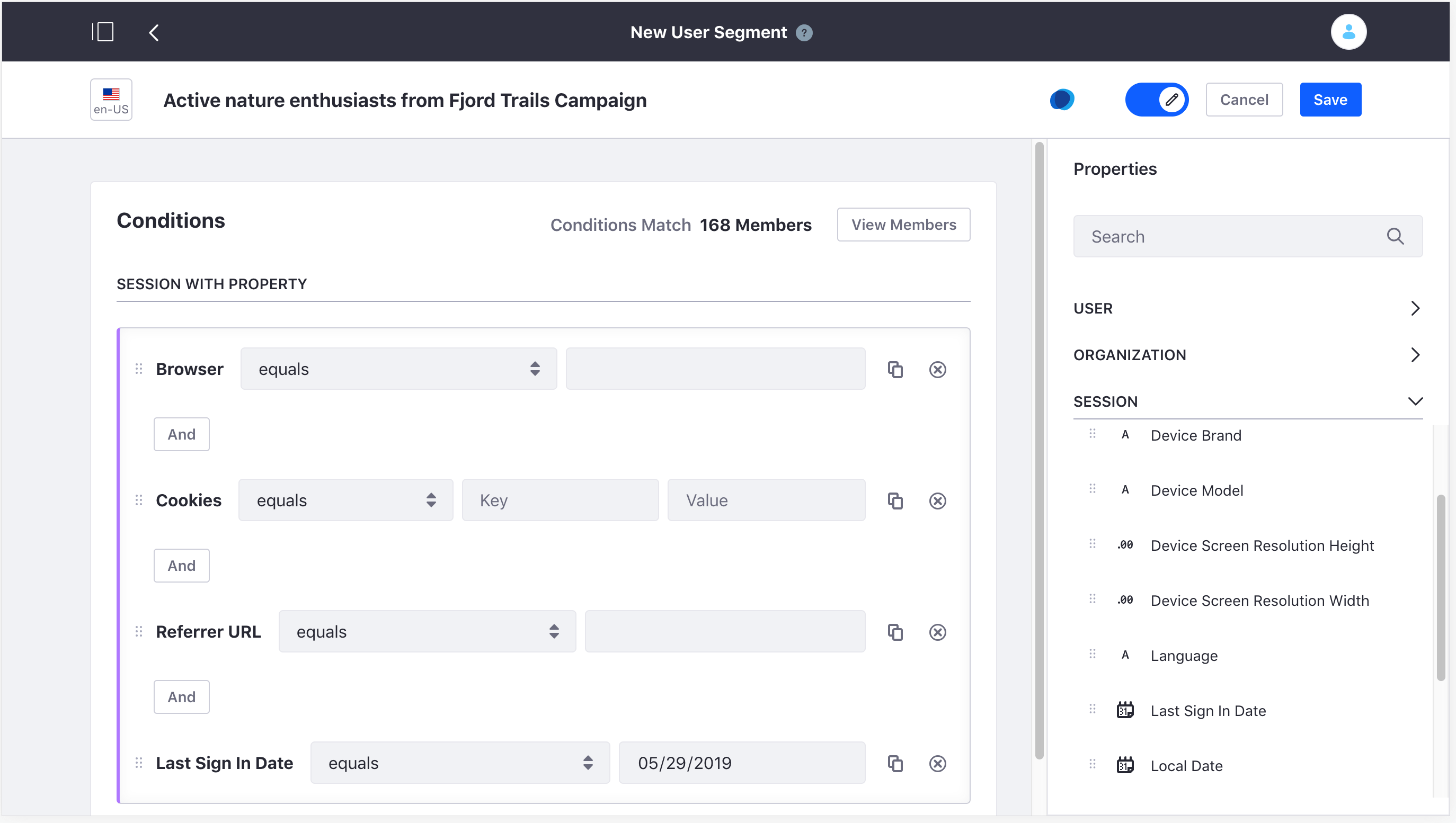 segmentación en liferay dxp 7.2